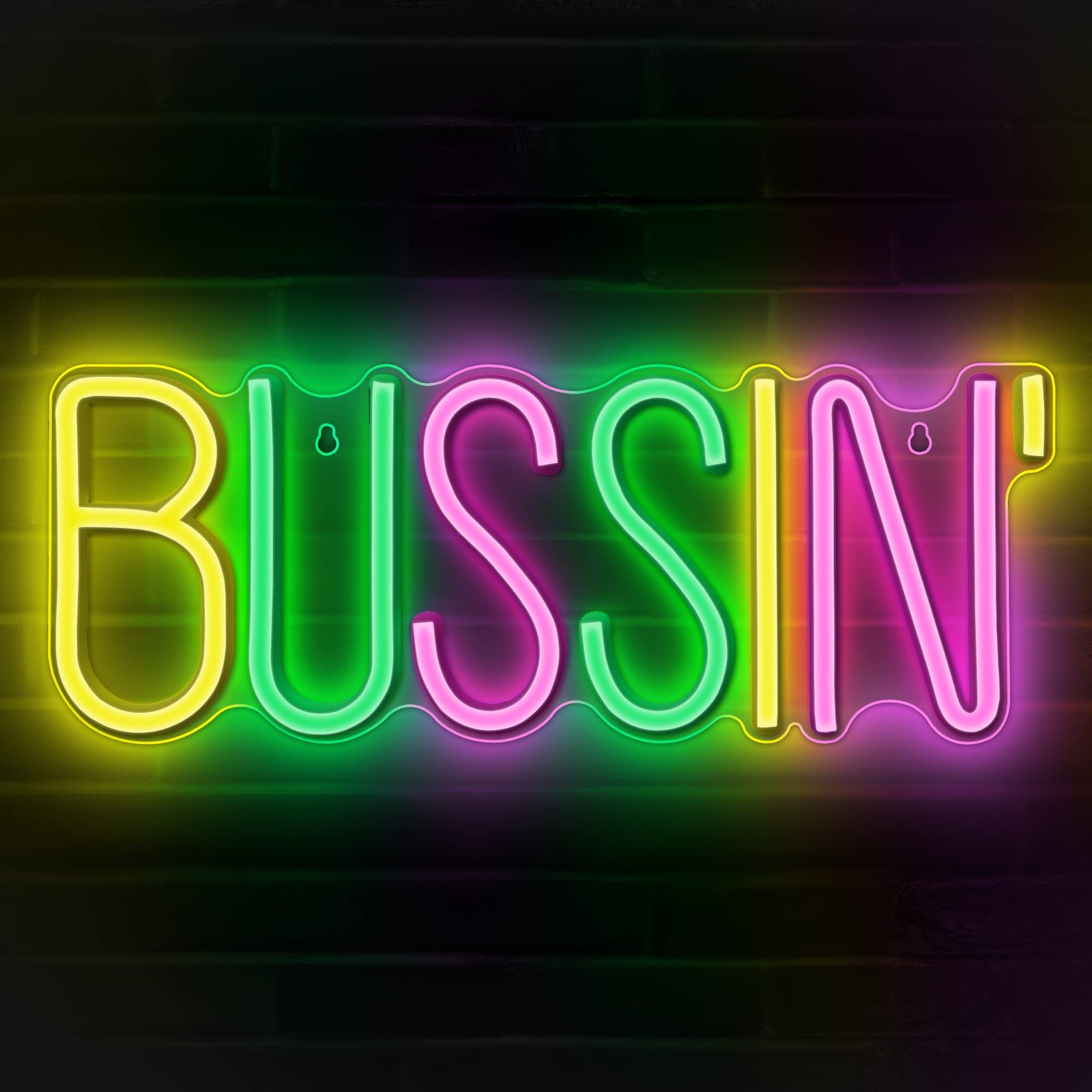 Lumoonosity Bussin Neon Sign – Meme Led 16.9 x 6.5 inches, BUSSIN MIX