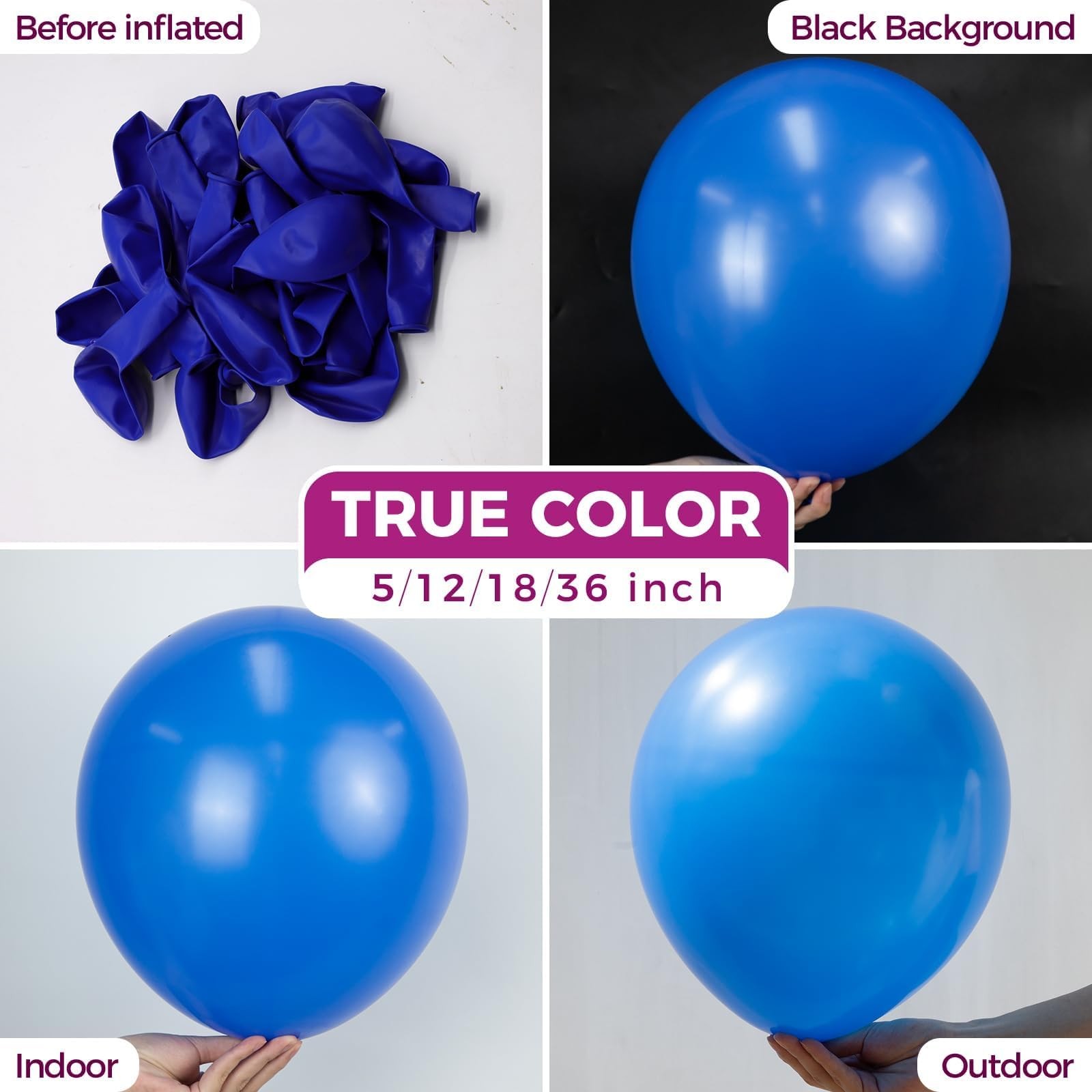 Bezente Royal Blue Latex Party Balloons – 100 Pack 12 inch Round Helium