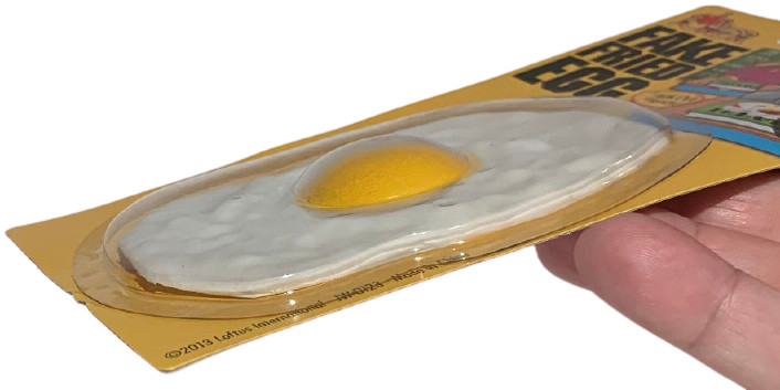 Fake FRIED FLAT RUBBER EGG Chicken Prop Yolk Gag Joke Prank Toy Play Food Funny