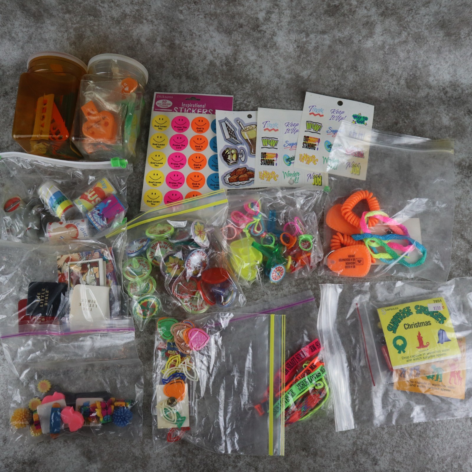 Retro Christian Goodies for Party or Prizes Toys and Stickers Vintage Lot