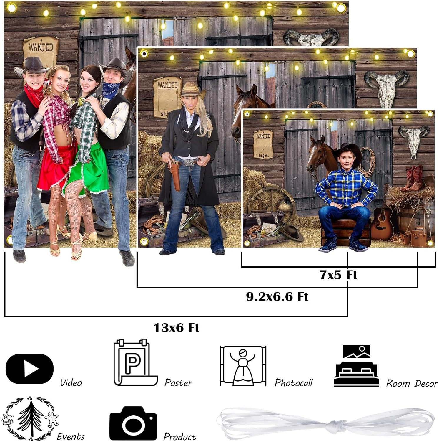 Western Party Backdrop Western Cowboy Party Decoration Supply Wild 7 x 5 ft
