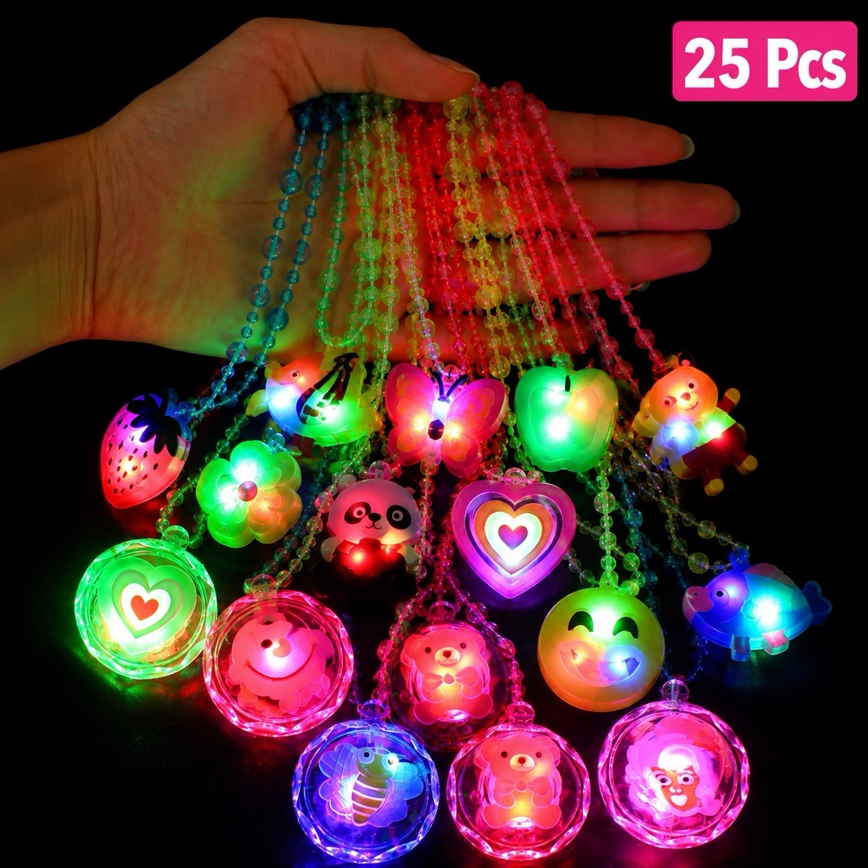 25 PCS LED Flashing Bracelets Bulk Light Up Glow Party Favors Assorted