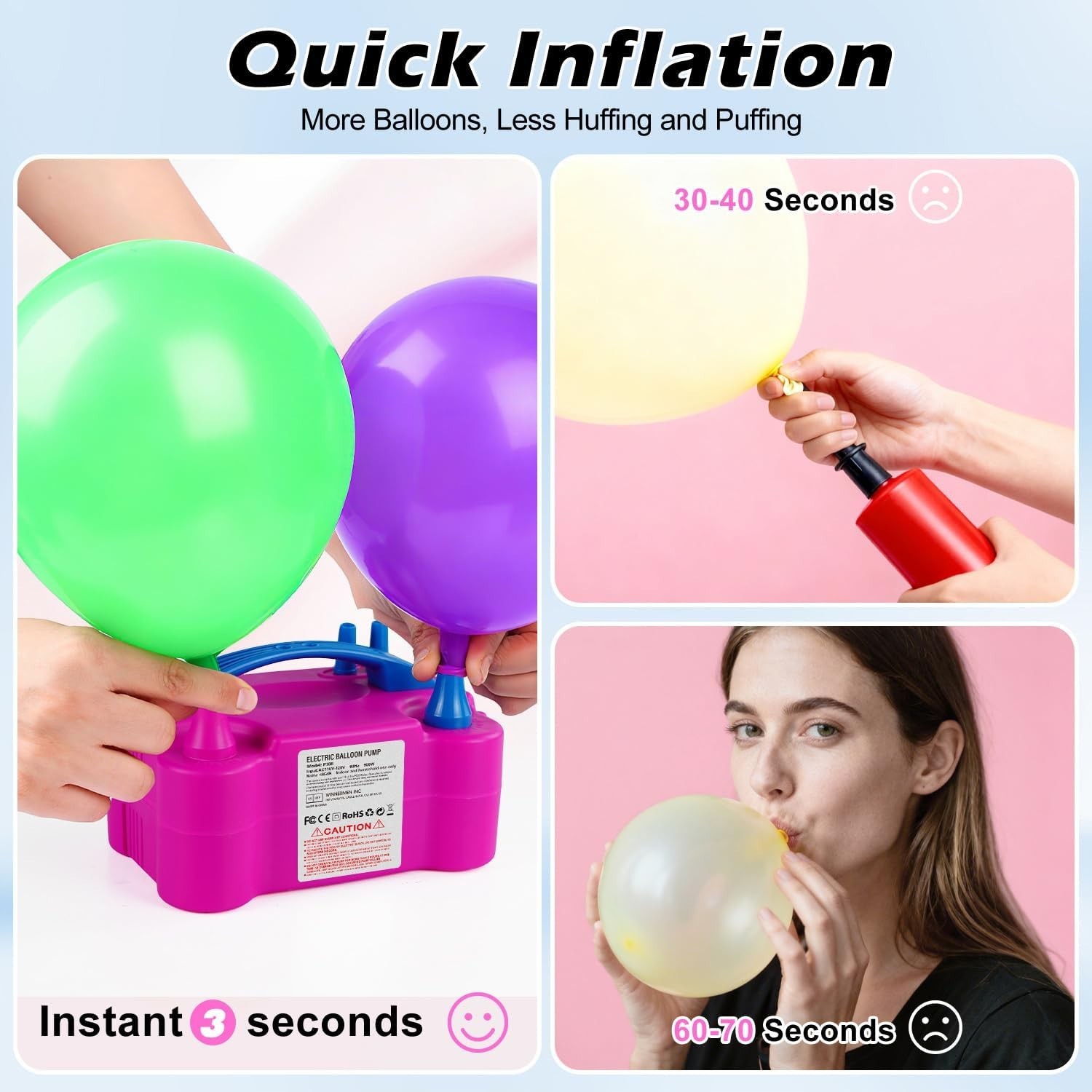 Bomba Para Inflar Globos Maquina 110V 600W Electrico Inflador De Aire Fiestas