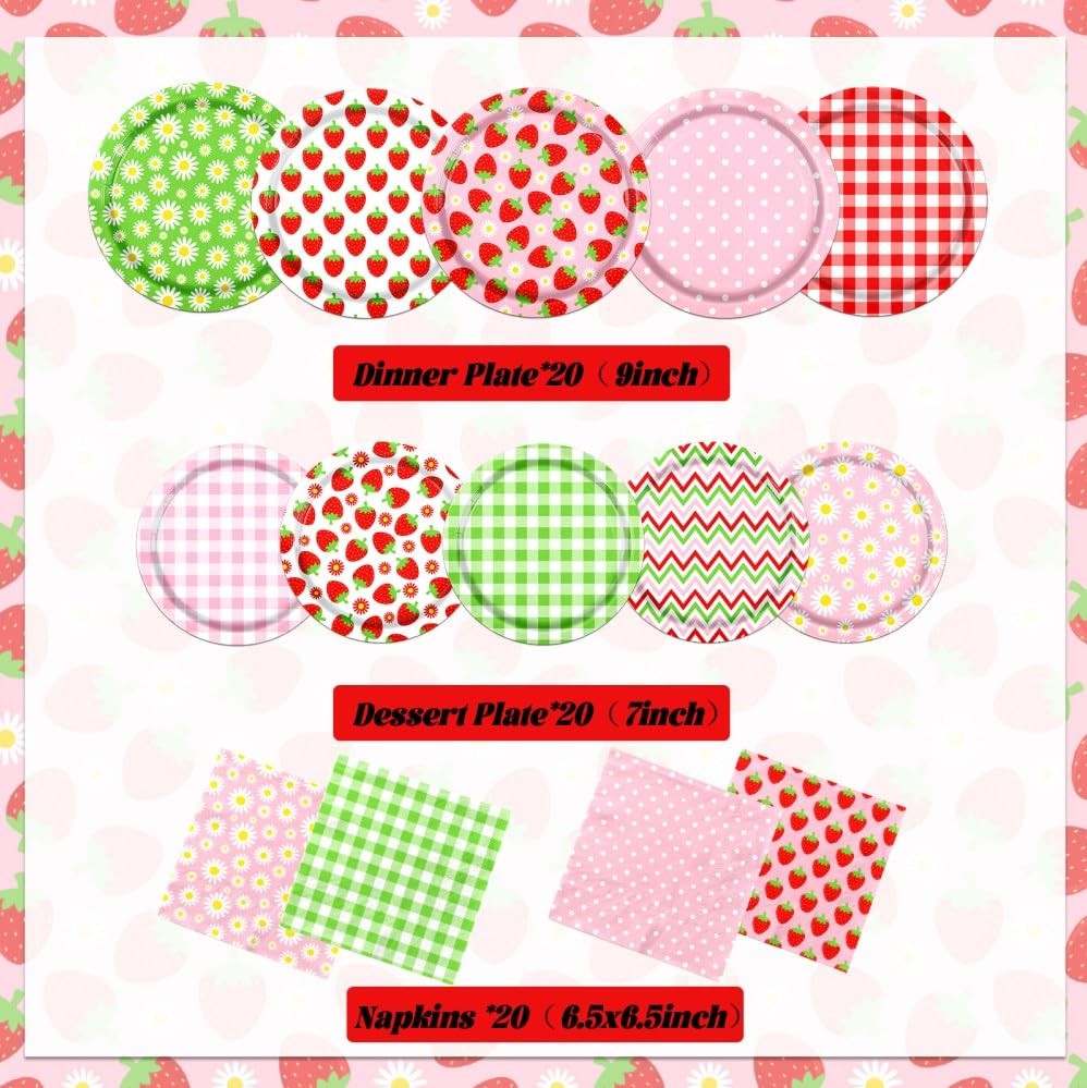 Lemon Party Decorations 60 PCS Plates Napkins Pink Yellow Fruit Theme Birthday
