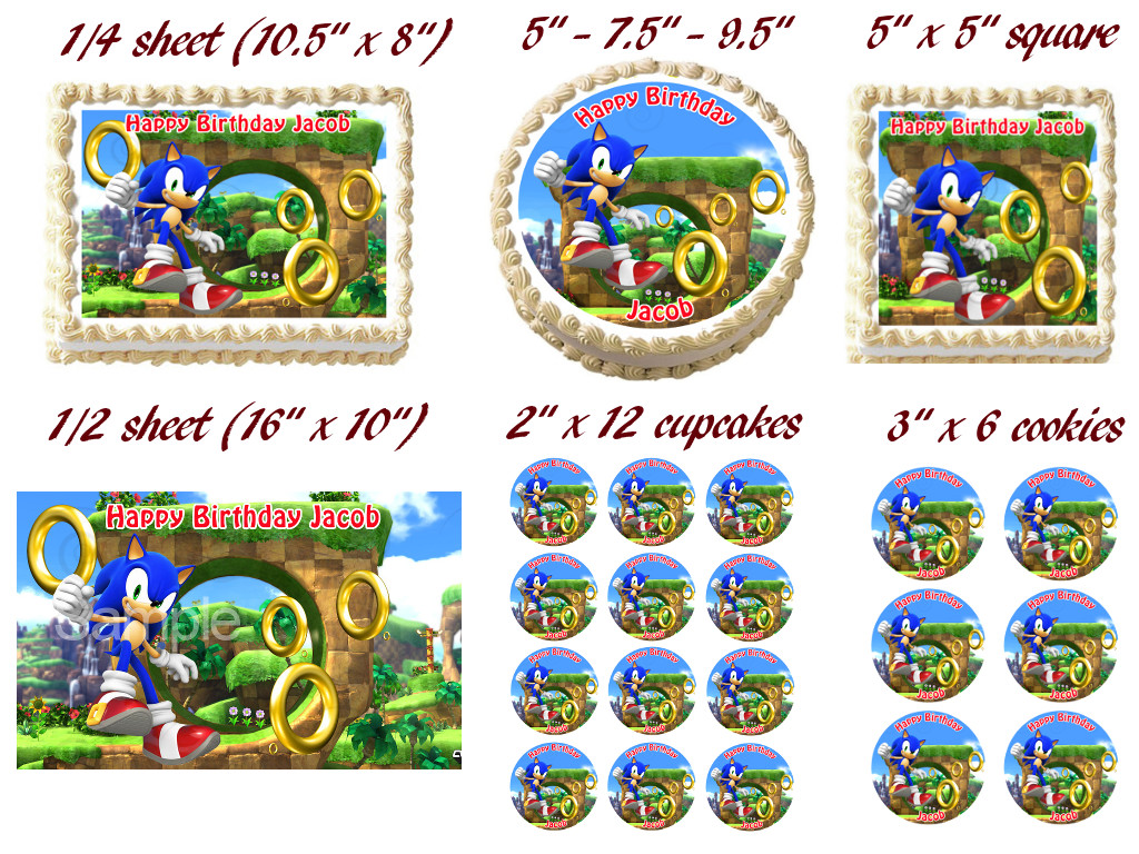 SONIC THE HEDGEHOG Edible Cake topper image decoration