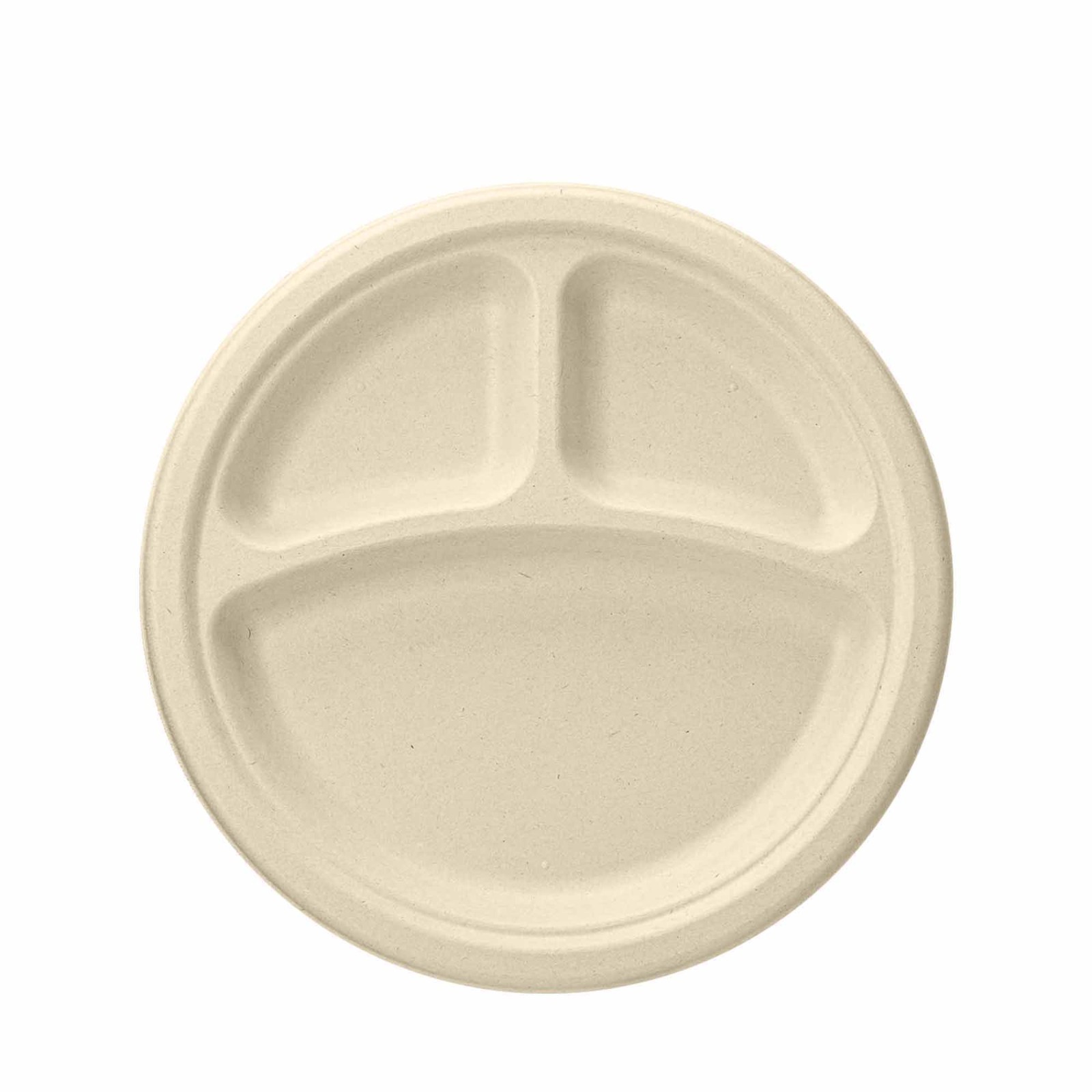 Bosnal – Bagasse Compostable Plates, 10 inch 3-Compartment, Round