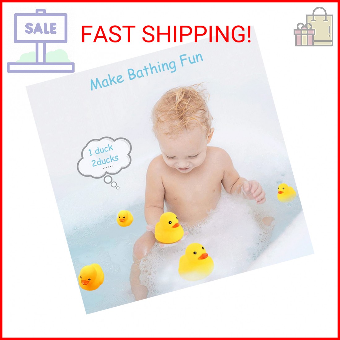 10Pcs Mold Free Yellow Rubber Ducks Waterproof Bath Duck Toys for Toddlers Boys