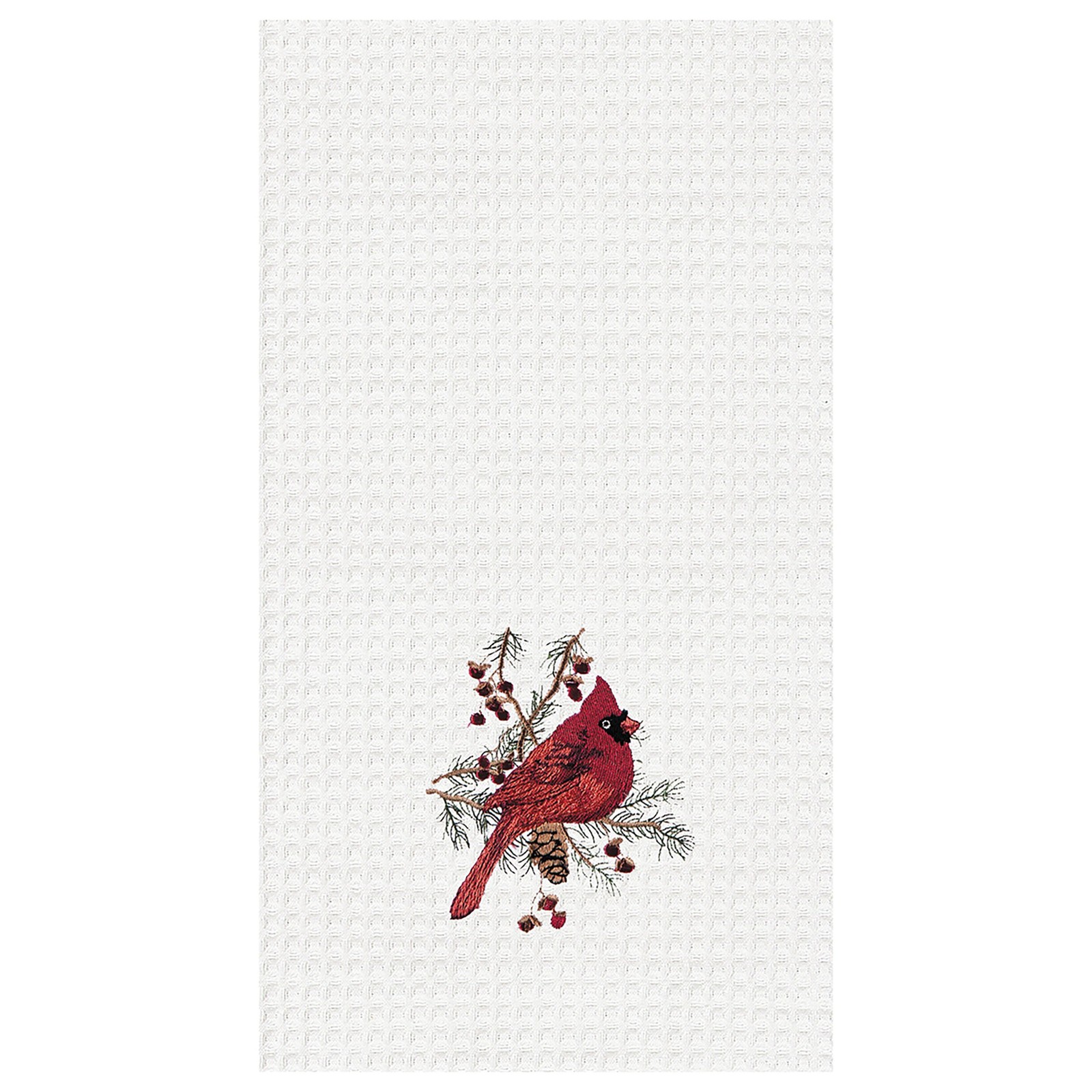 C&F Home Cardinal Cotton Christmas Embroidered Waffle Weave Kitchen Towel Decor