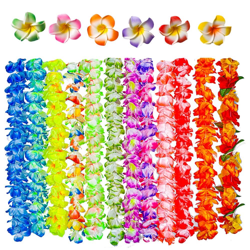 50 PCS Soft Hawaiian Leis Luau Party Decorations Tropical Party Favors Lei Ha…
