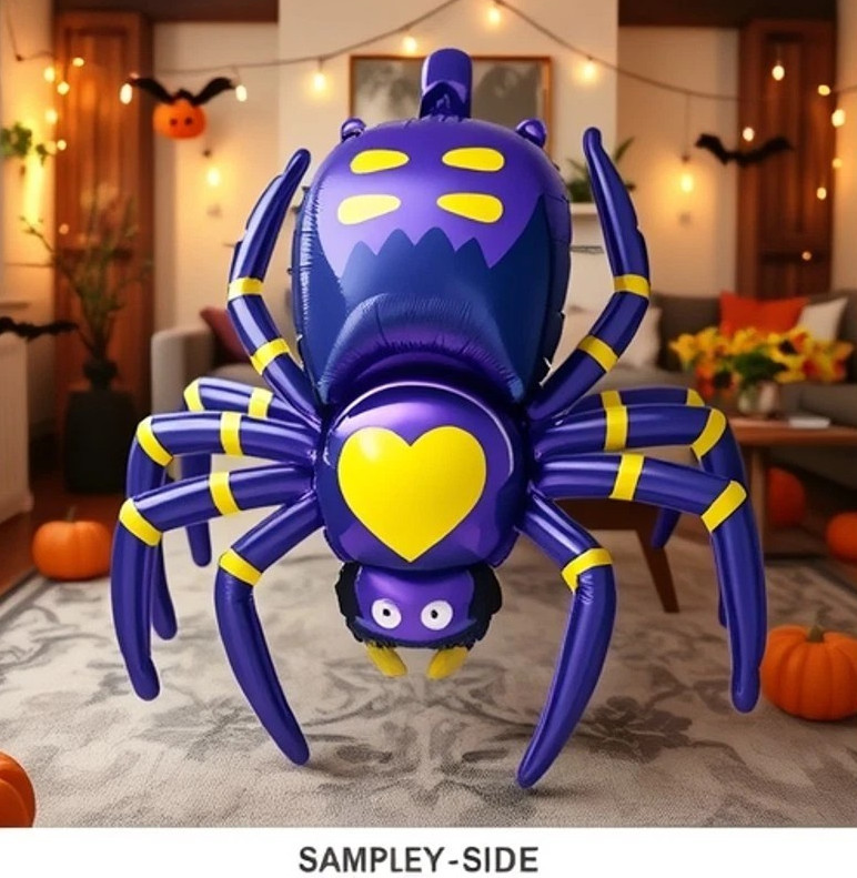 Large Purple Spider Happy Halloween Foil Balloons Spooky Horror Boo Theme Party
