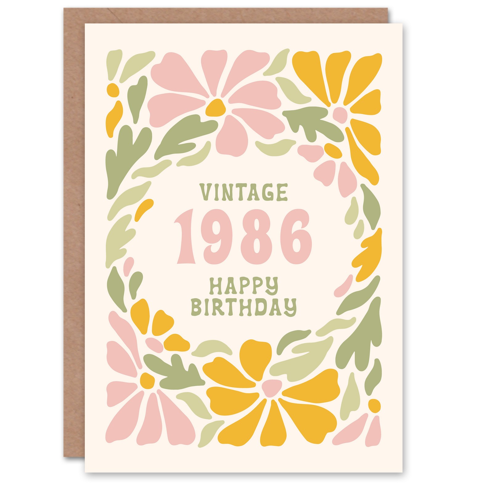 Vintage Retro Pastel Floral Her Born 1986 Aged 39 Years Old 39th Birthday Card