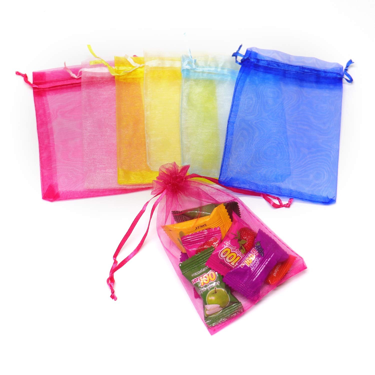 100Pcs Organza Gift Bags, 4×6 Inches Mesh Wedding Party Favor Bags with Draws…