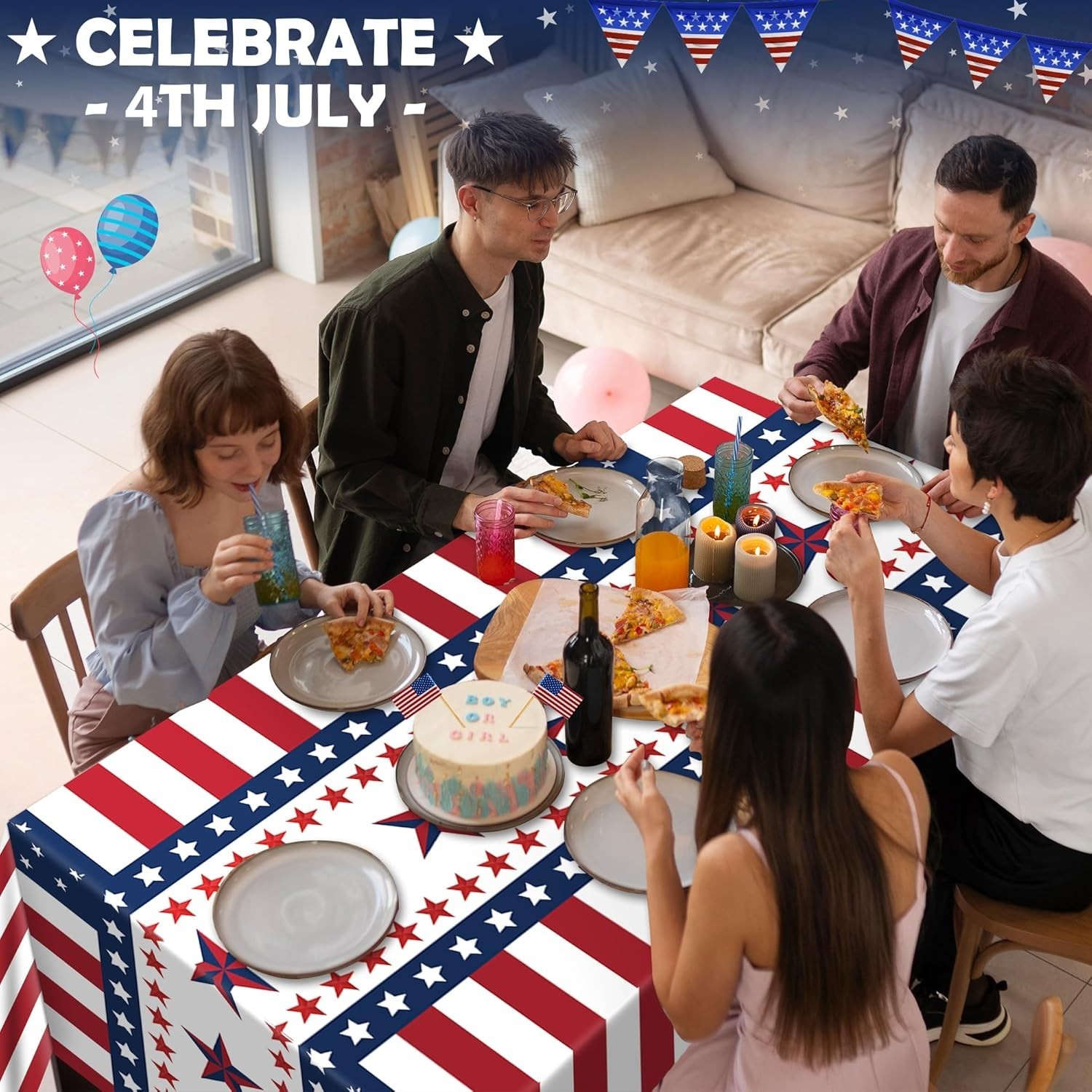 Vibrant Red, White, and Blue Tablecloths – 2 Pack for 4th of July Celebrations
