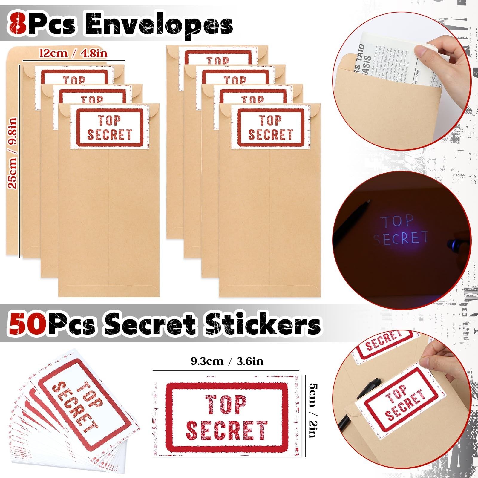 Spy Detective Party Favors Kids Glasses Ink Pen Magnifying Glass Card