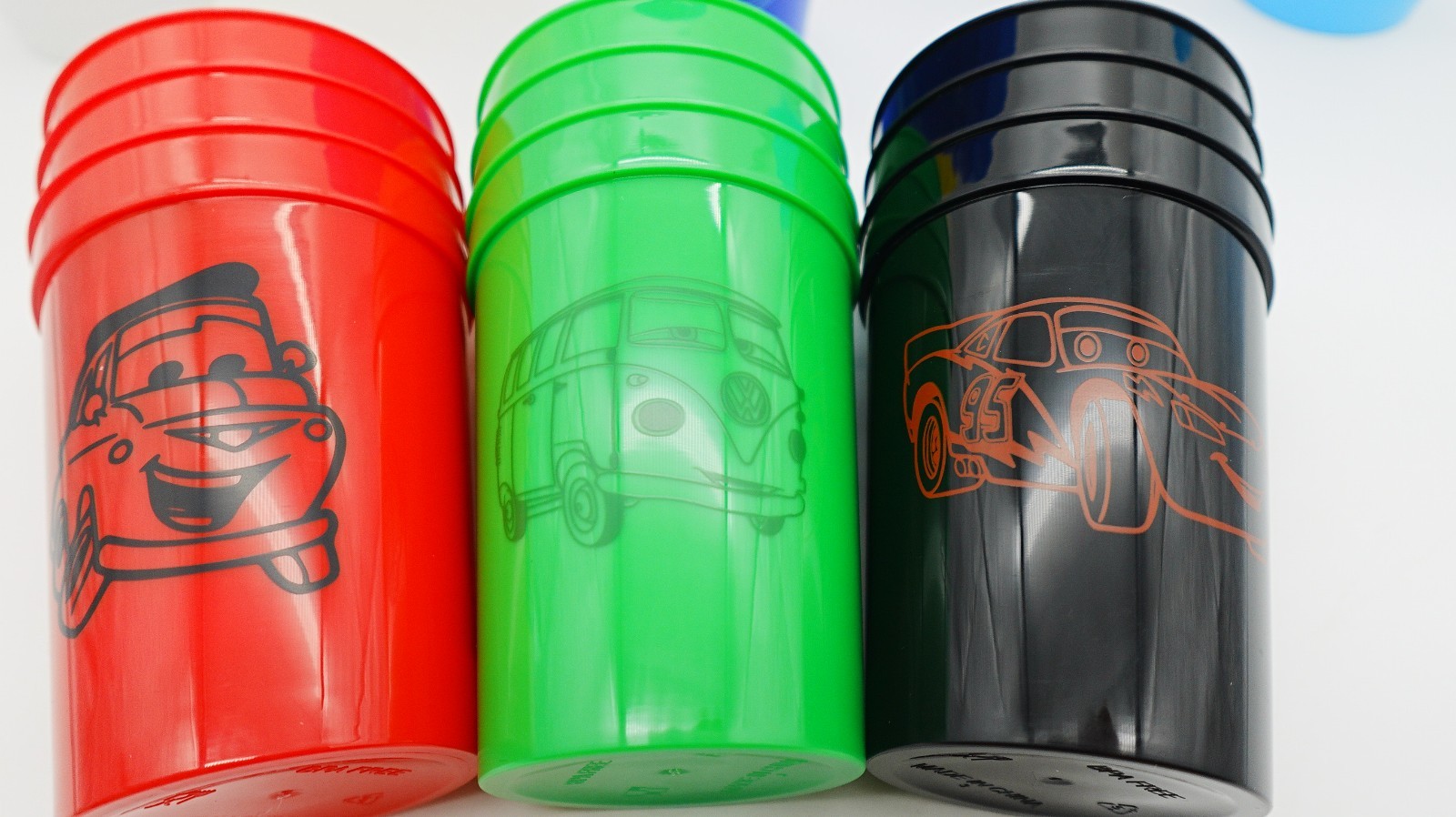 24-Pk 12oz Animated Cars Racing Theme Birthday Party Plastic Cups Reusable Drink