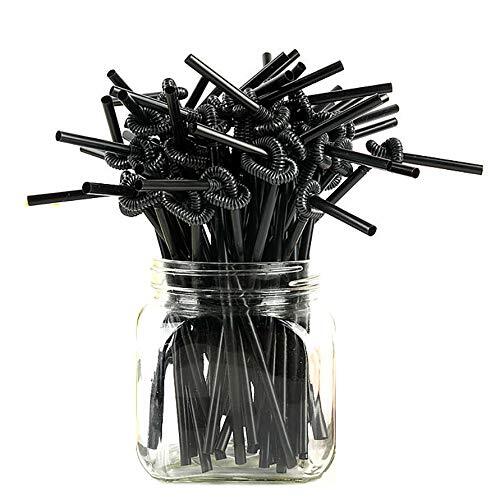 200 Pcs Flexible Black Plastic Drinking Straws 10.3 Inches Extra Long Dispos…